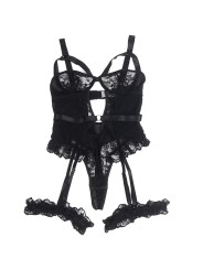 SUBBLIME TEDDY CON LIGA DETALLE ENCAJES Y TIRAS NEGRO S M