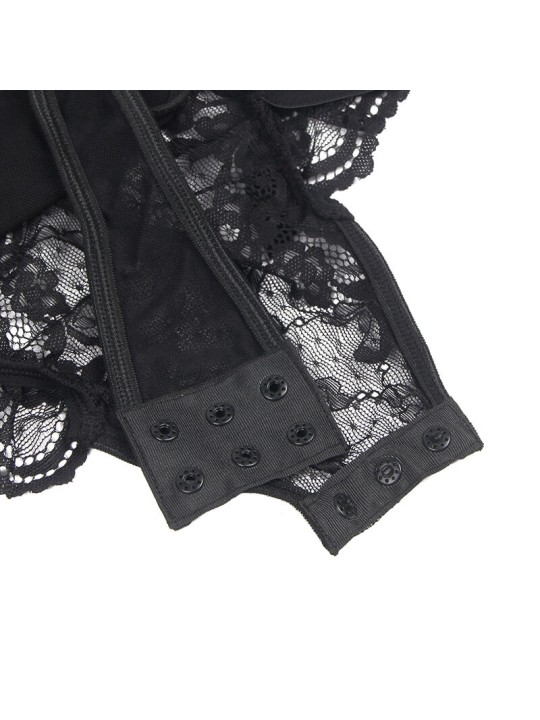 SUBBLIME TEDDY CON LIGA DETALLE ENCAJES Y TIRAS NEGRO S M
