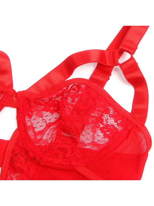 SUBBLIME TEDDY CON LIGA DETALLE ENCAJE Y TIRAS ROJO S M