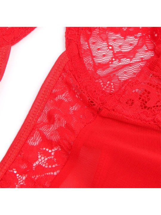 SUBBLIME TEDDY CON LIGA DETALLE ENCAJE Y TIRAS ROJO S M