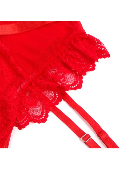 SUBBLIME TEDDY CON LIGA DETALLE ENCAJE Y TIRAS ROJO S M