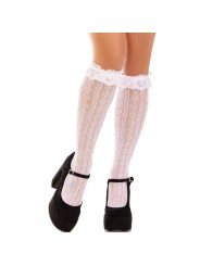 LEG AVENUE MEDIAS HASTA LA RODILLA CON VOLANTES NEGRO