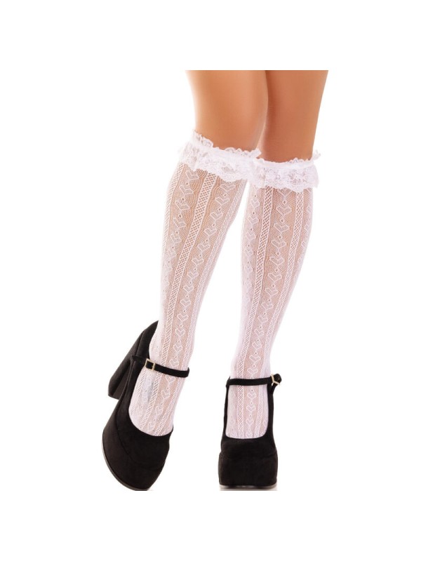 LEG AVENUE MEDIAS HASTA LA RODILLA CON VOLANTES NEGRO
