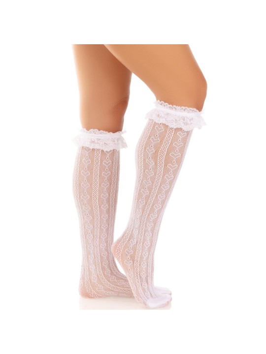 LEG AVENUE MEDIAS HASTA LA RODILLA CON VOLANTES NEGRO