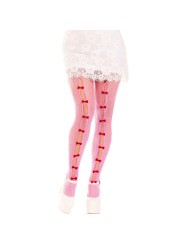 LEG AVENUE MEDIAS CON ABERTURAS CORAZON LAZOS ROSA