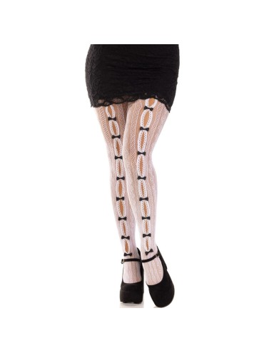 LEG AVENUE MEDIAS CON ABERTURAS CORAZON LAZOS ROSA