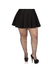LEG AVENUE MEDIAS REJILLA CRISTALIZADA NEGRO PLUS SIZE