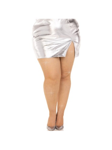 LEG AVENUE MEDIAS REJILLA CRISTALIZADA NEGRO PLUS SIZE
