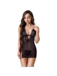 LIVCO CORSETTI FASHION ANTONELLA LC 20203 BABYDOLL TANGA NEGRO S M