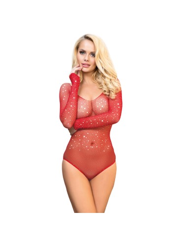 SUBBLIME 952303 BODY DE REJILLA BRILLANTE CON HOMBROS DESCUBIERTOS MANGA LARGA ROJO TALLA UNICA