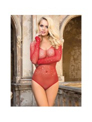 SUBBLIME 952303 BODY DE REJILLA BRILLANTE CON HOMBROS DESCUBIERTOS MANGA LARGA ROJO TALLA UNICA