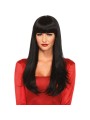 LEG AVENUE PELUCA PELO LARGO CON FLEQUILLO NEGRO