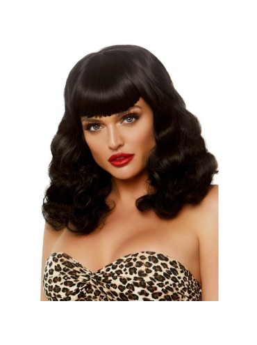 LEG AVENUE PELUCA RETRO RIZADA CON FLEQUILLO LUMINISCENTE NEGRO