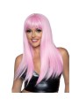 LEG AVENUE PELUCA LARGA LISA CON FLEQUILLO ROSA