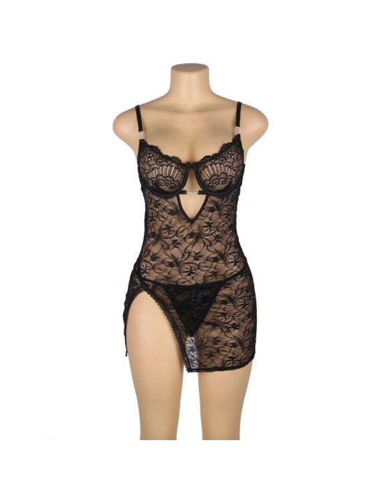 SUBBLIME 954185 BABYDOLL DE ENCAJE CON TIRANTES AJUSTABLES NEGRO S M