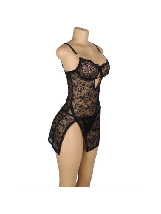 SUBBLIME 954185 BABYDOLL DE ENCAJE CON TIRANTES AJUSTABLES NEGRO S M