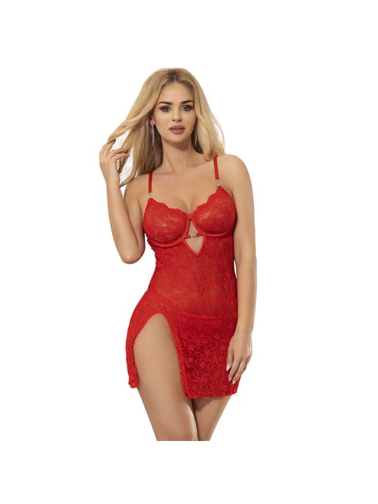 SUBBLIME 954208 BABYDOLL DE ENCAJE CON TIRANTES AJUSTABLES ROJO S M