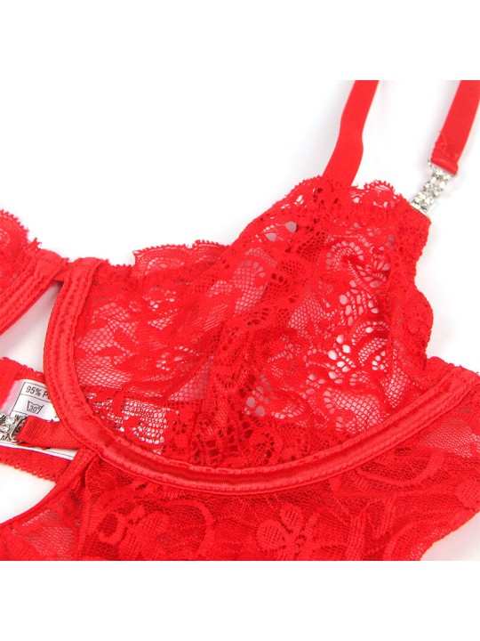 SUBBLIME 954208 BABYDOLL DE ENCAJE CON TIRANTES AJUSTABLES ROJO S M