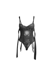 SUBBLIME 955496 BODY DE ENCAJE CON LAZOS Y LIGAS NEGRO S M