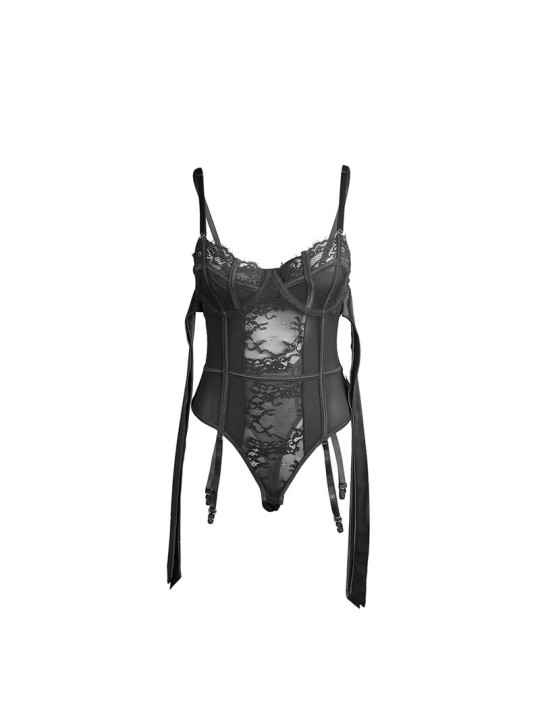 SUBBLIME 955496 BODY DE ENCAJE CON LAZOS Y LIGAS NEGRO S M