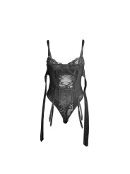 SUBBLIME 955502 BODY DE ENCAJE CON LAZOS Y LIGAS NEGRO L XL