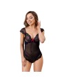 LIVCO CORSETTI FASHION EVELYN LC 20243 BODY CON ADORNOS DE ENCAJE Y TRANPARENCIAS NEGRO S M