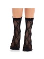 LEG AVENUE CALCETINES DE ENCAJE DE LAZOS NEGRO