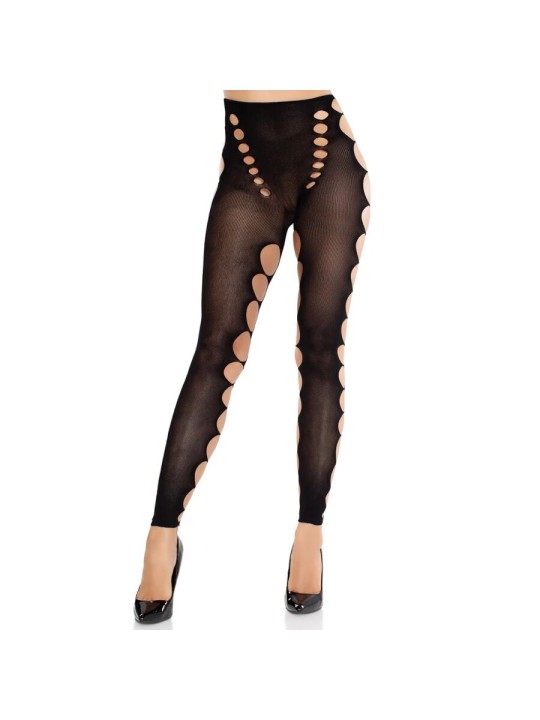 LEG AVENUE MEDIAS OPACAS SIN COSTURAS CON CORTE EN LOS PIES NEGRO