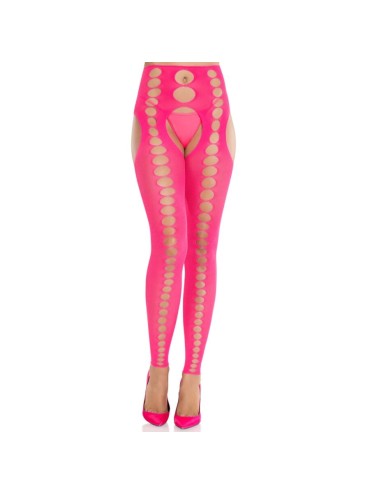 LEG AVENUE MEDIAS OPACAS SIN TIRANTES Y COSTURAS ROSA NEON
