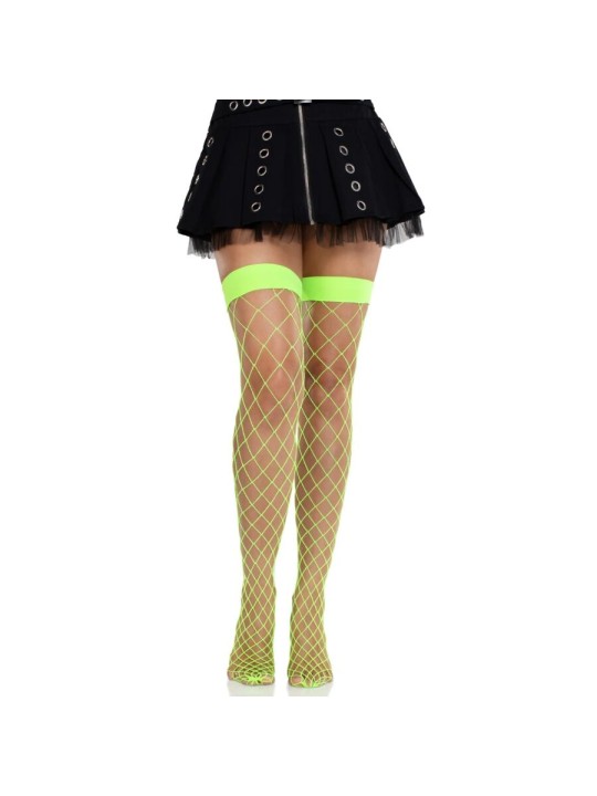 LEG AVENUE MEDIAS ALTAS DE RED ANCHA VERDE NEON
