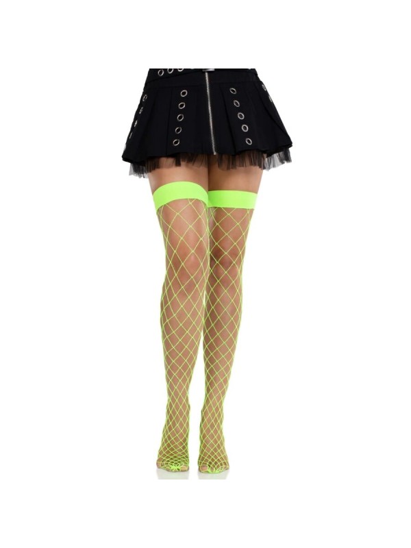 LEG AVENUE MEDIAS ALTAS DE RED ANCHA VERDE NEON