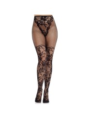 LEG AVENUE MEDIAS DE ENCAJE DAHLIA CON DETALLE DE RED NEGRO