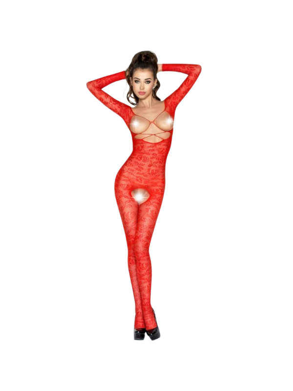 PASSION WOMAN BS031 BODYSTOCKING ROJO TALLA UNICA