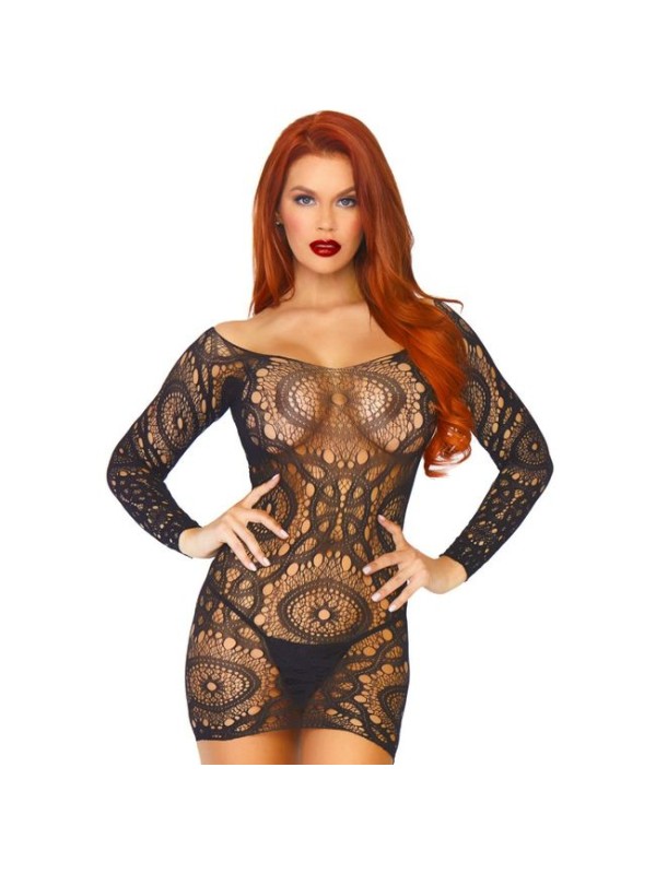 LEG AVENUE MINI VESTIDO ENCAJE DE GANCHILLOS TU