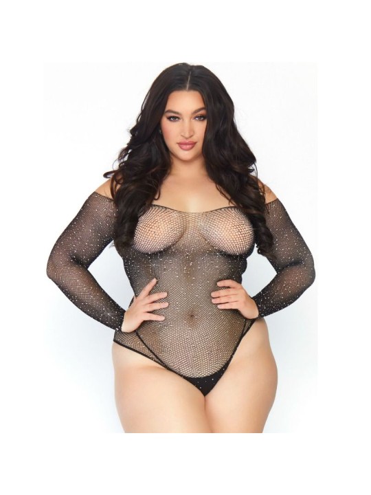 LEG AVENUE CRYSTALIZED FISHNET BODYSTOCKING 1X 2X