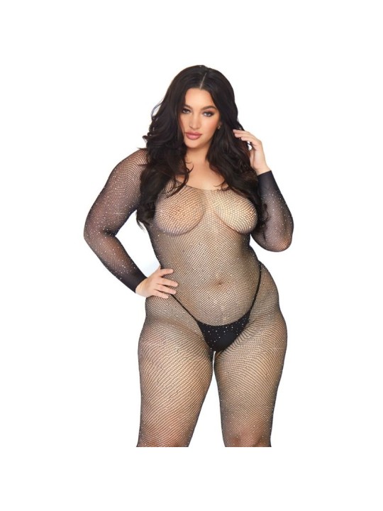 LEG AVENUE BODYSTOCKING EN RED CON BRILLANTE 1X 2X