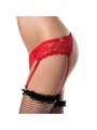 QUEEN LINGERIE TANGA Y LIGUERO MOTIVOS FLORALES L XL