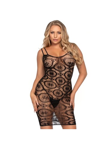 LEG AVENUE MINI VESTIDO DE GANCHILLO NEGRO