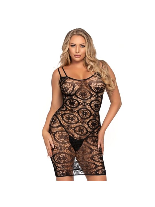 LEG AVENUE MINI VESTIDO DE GANCHILLO NEGRO