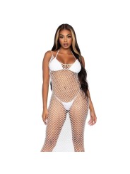 LEG AVENUE MAXI VESTIDO DE RED TRENZADA CON ESPALDA DESCUBIERTA NEGRO