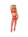 LEG AVENUE SET TRES PIEZAS DE ENCAJES TALLA UNICA ROJO