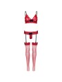 LEG AVENUE SET TRES PIEZAS DE ENCAJES TALLA UNICA ROJO