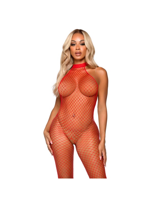 LEG AVENUE LE FRIVOLE BODYSTOCKING CUELLO RACER TALLA UNICA ROJO