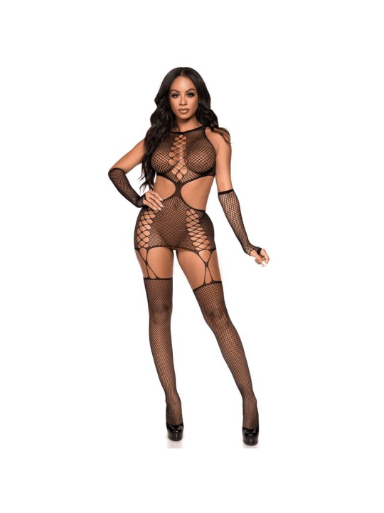 LEG AVENUE VESTIDO CON LIGUERO Y GUANTES TALLA UNICA