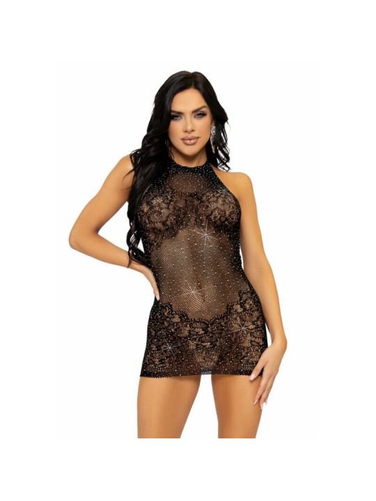 LEG AVENUE MINI VESTIDO CON PEDRERIA TALLA UNICA BLANCO