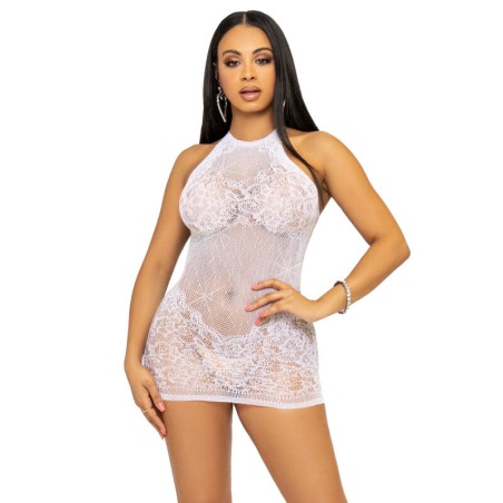 LEG AVENUE MINI VESTIDO CON PEDRERIA TALLA UNICA BLANCO