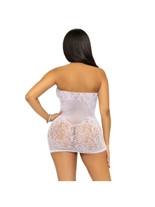LEG AVENUE MINI VESTIDO CON PEDRERIA TALLA UNICA BLANCO