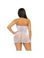 LEG AVENUE MINI VESTIDO CON PEDRERIA TALLA UNICA BLANCO