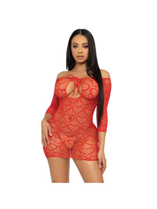 LEG AVENUE MINI VESTIDO HEART NET TALLA UNICA ROSA