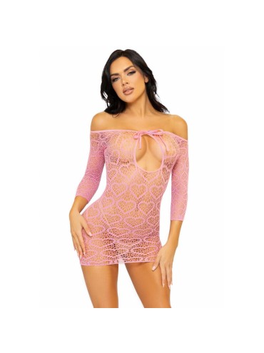 LEG AVENUE MINI VESTIDO HEART NET TALLA UNICA ROSA